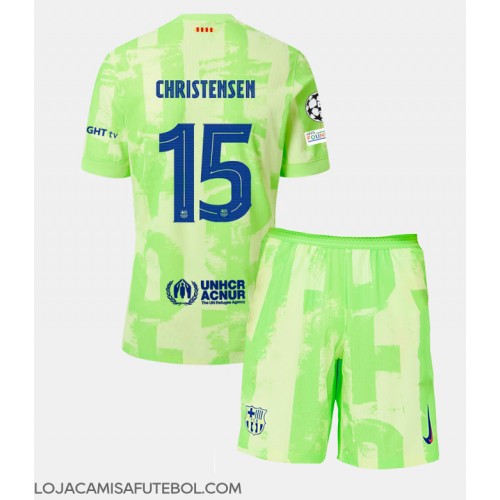 Camisa de Futebol Barcelona Andreas Christensen #15 Equipamento Alternativo Infantil 2024-25 Manga Curta (+ Calças curtas)